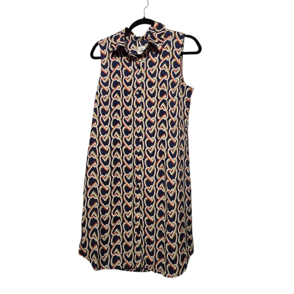 Cabi #5370 Armour Button Front Heart‎ Dress  Women's SM Lined Casual Work Career